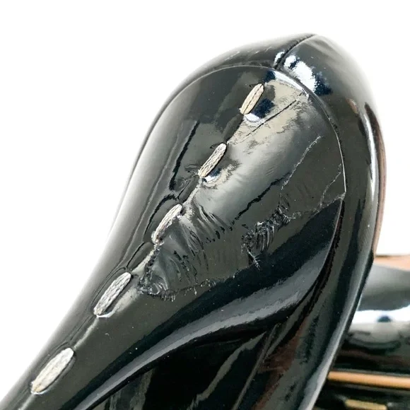 Miu Miu Patent Leather Peep-toe Black Heels 38 - Picture 6 of 14